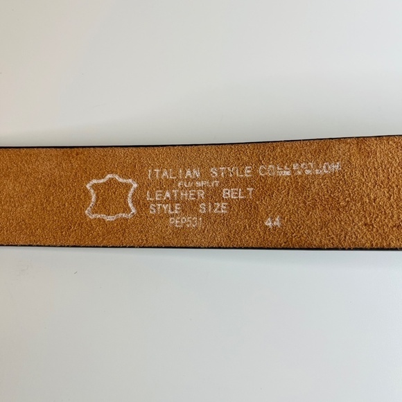 Brown 100% Italian Leather Belt with Eagle Motif Men's Size 44 - Picture 4 of 5